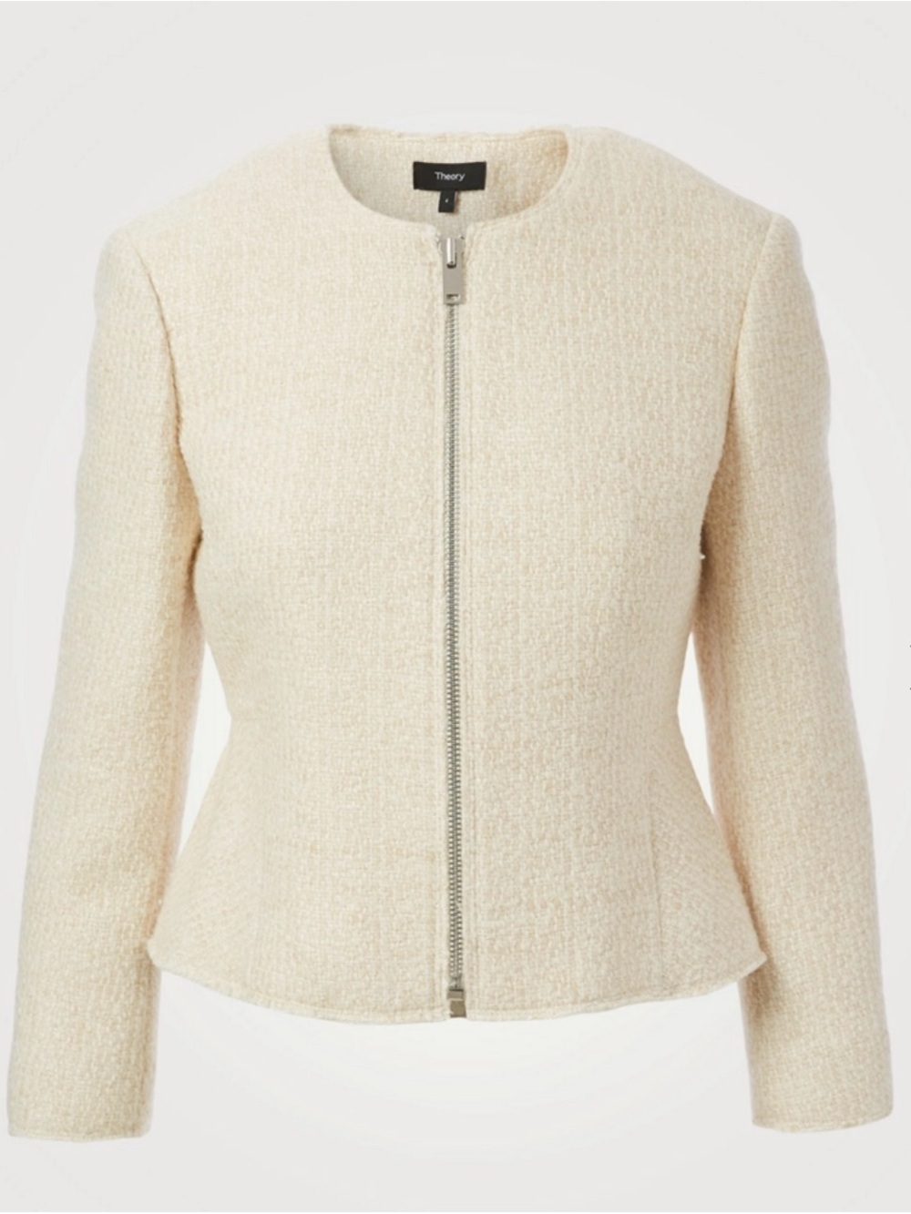 Theory Cream Bouclé Zip Jacket
